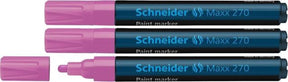 Schneider schrijfwaren schneider lakmarker - maxx 270 - lijnbreedte 1-3 mm - roze - 3 stuks - verfstift - s-127009-3