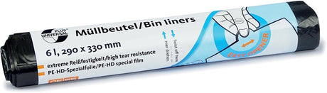 Q-connect vuilniszak 6 micron, ft 29 x 33 cm, zwart, rol van 50 stuks