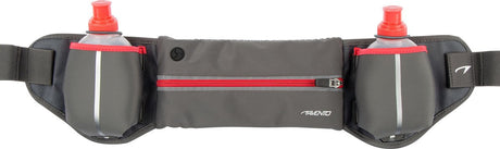 Avento hardloopriem met 2 drinkflessen - addy - grijs fluorroze one size