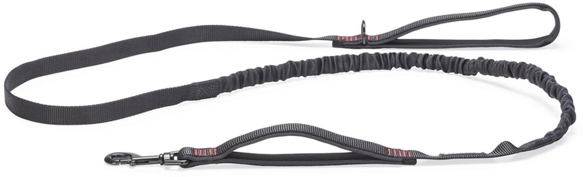 Beeztees parinca premium elastische hondenriem - hondenlijn - weersbestendig - nylon - zwart - 180cmx20mm l