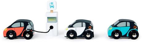 Tender leaf transport - auto's eco - set 3 elektrische auto's en een laadunit - hout - 3 jaar