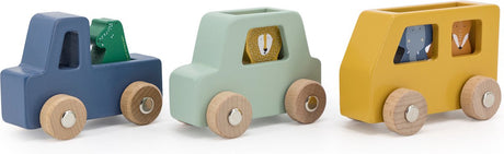 Trixie houten speelgoed - auto met dieren - speelgoedauto - set van 3 - vanaf 1,5 jaar - voor jongens en meisjes – fsc® hout