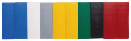 Maul magneet rechthoek 10 stuks 1 kg kunststof ferriet bruchsicher erodiert lackiert 5.4 x 1.9 x 0.9 cm blauw rood geel grijs groen zwart wit