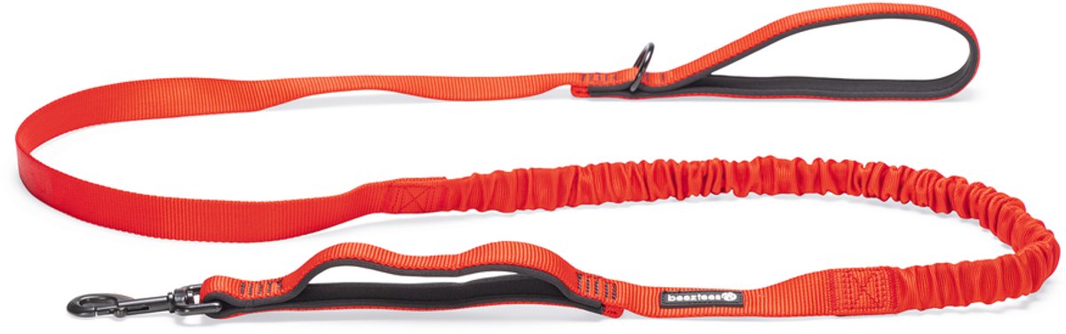 Beeztees parinca premium elastische hondenriem - hondenlijn - weersbestendig - nylon - rood - 180cmx25mm