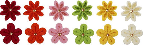 Creativ company creative decoratieset bloemen stras 30 mm vilt 12 stuks