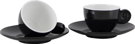 Gimex - solid line - espresso set - zwart wit - 85 ml - 2 stuks