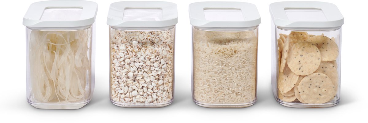 Mepal modula set bewaardozen - 4x 1000 ml - voorraaddoos - wit