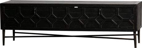Woood bequest tv meubel salon tafel - mangohout - zwart - 50x160x45 cm