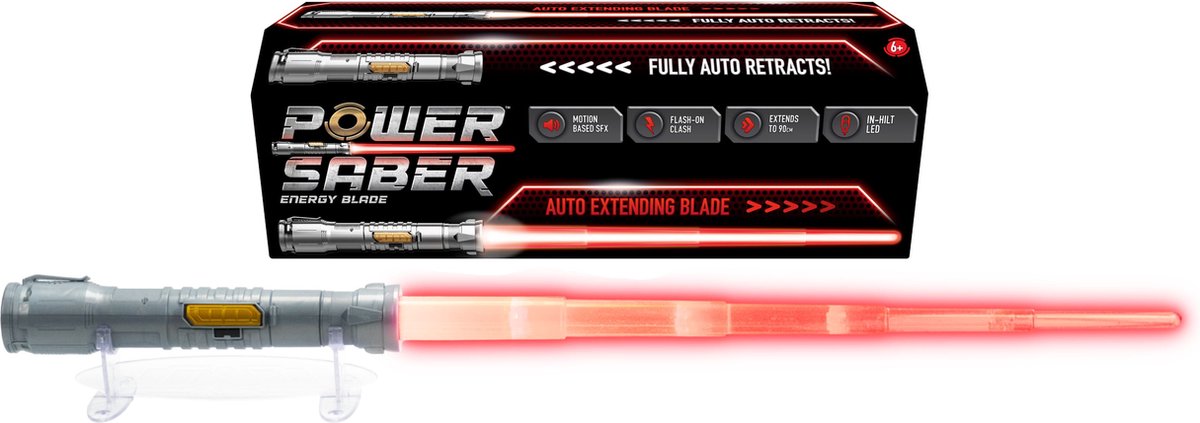 Goliath power saber rood - verkleedaccessoire - schuift automatisch uit!