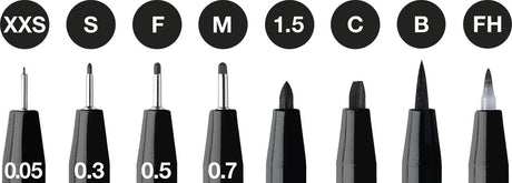 Faber-castell tekenstift - pitt artist pen - zwart - 8-delig xxs, s, f, m, b, c, 1.5, fh - fc-167158