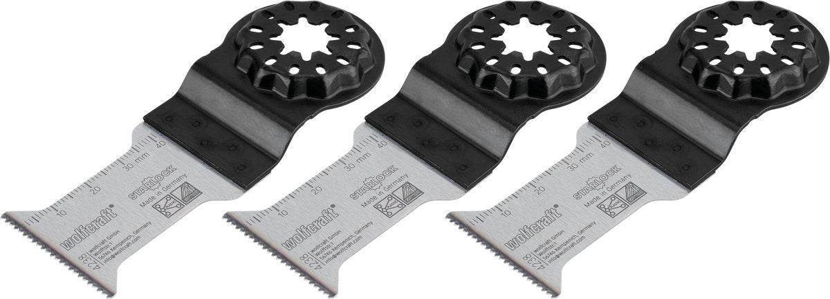 Wolfcraft - 3 starlock invalzaagbladen voor hout - multitool zaagbladen 34 mm - 42 mm snijdiepte - hcs - 4238100
