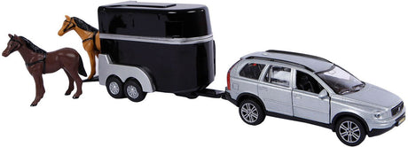 Kids globe die-cast volvo xc90 met paardentrailer, 27cm