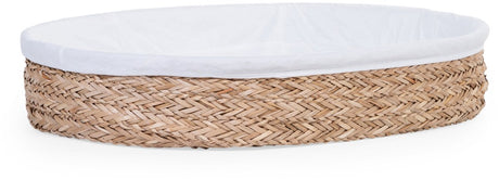 Childhome verzorgingsmand van zeegras - aankleedkussen in moses-stijl - inclusief zacht matrasje met wasbare hoes - handgeweven natuurlijk materiaal - later te gebruiken als decoratiemand - 71 x 53 x 12 cm - wit