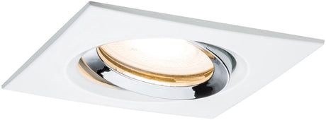Paulmann led-inbouwlamp nova plus enkele lamp zwenkbaar ip65 hoekig 93x93 mm 30° gu10 7w 460lm 230v dimbaar 2700k wit mat, chroom