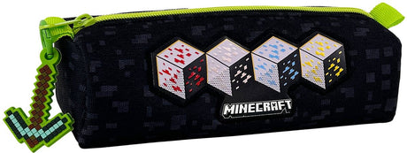 Minecraft etui - 3d zwaard hanger – pennenzak – 22 cm – officieel gelicentieerd – zwart groen