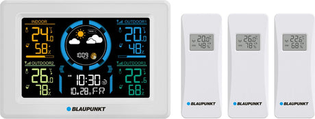 Blaupunkt - weerstation met hygrometer luchtdruk voorspelling - 3 sensoren - wit