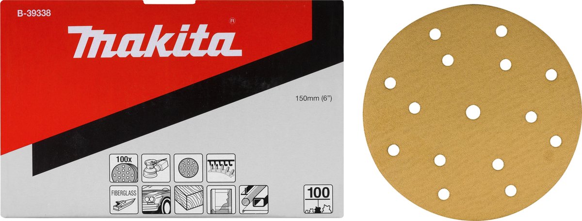 Makita b-39394 schuurschijf 150mm k500 yellow velcro