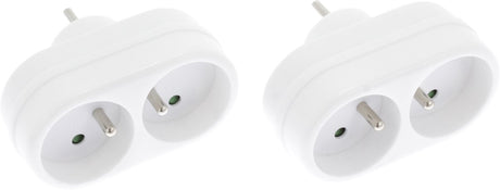 Exin verdeelstekker – domino – 2 x penaarde – wit – 2 stuks