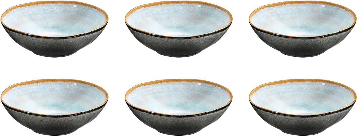 Medard de noblat - shadow aqua - soepbord 19.5 cm - 6 delig - stoneware