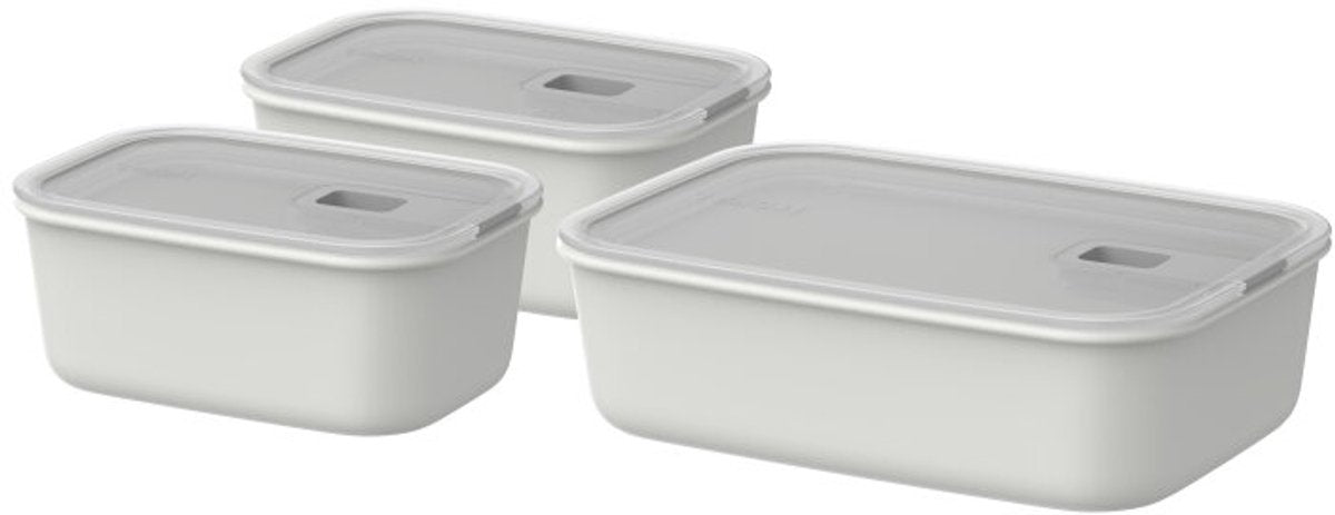 Mepal vershouddoos set easyclip - 2x 700 + 1500 ml - vershoudbakjes met schuifsluiting - geschikt voor magnetron. stoomoven. koelkast en vriezer - nordic white