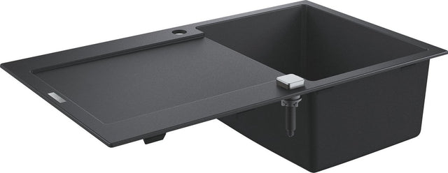 Grohe k500 composiet spoelbak met afdruipgedeelte - 86cm - inbouw - met overloop en automatische afvoer - granite black