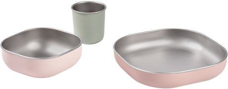 Béaba rvs maaltijdset – bord, kom bekertje – inox met antislip siliconen hoes – magnetronbestendig – vanaf 4 maanden