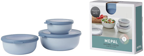 Mepal - multikom cirqula vershouddoos set - 350 + 750 + 1250 ml - rond - nordic blue