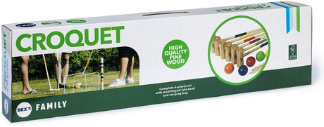 Bex croquet family – houten croquet spel – klassiek tuinspel voor 6 spelers – grenenhout uitvoering – complete set met draagtas – vanaf 8 jaar