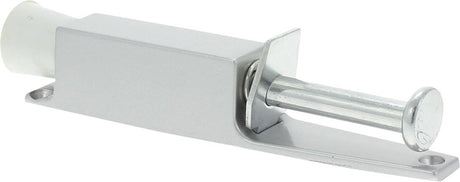 Starx deurvastzetter lang - 165 x 30 mm - verzinkt - voor voetbediening - metalen gegoten kast en achterplaat - rubber stopvoet - krachtige veer - zwarte voetknop - binnen buiten