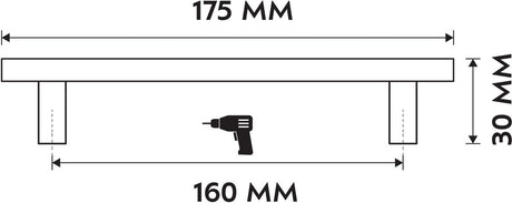 Differnz meubelgreep - plat - boormaat 160 mm - afmeting 175 x 30 mm - kleur gun metal - geschikt voor kasten, lades en meubels - 2 bevestigingspunten - per 2 stuks