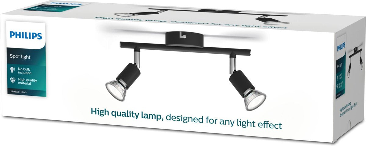 Philips led philips limbali opbouwspot - 2-lichts - zwart