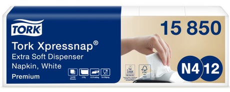 Tork xpress 15850.1 n4 snap extra zachte dispenser servet wit n4 1 2-vouw 2-laags 1000st (7322540539912)