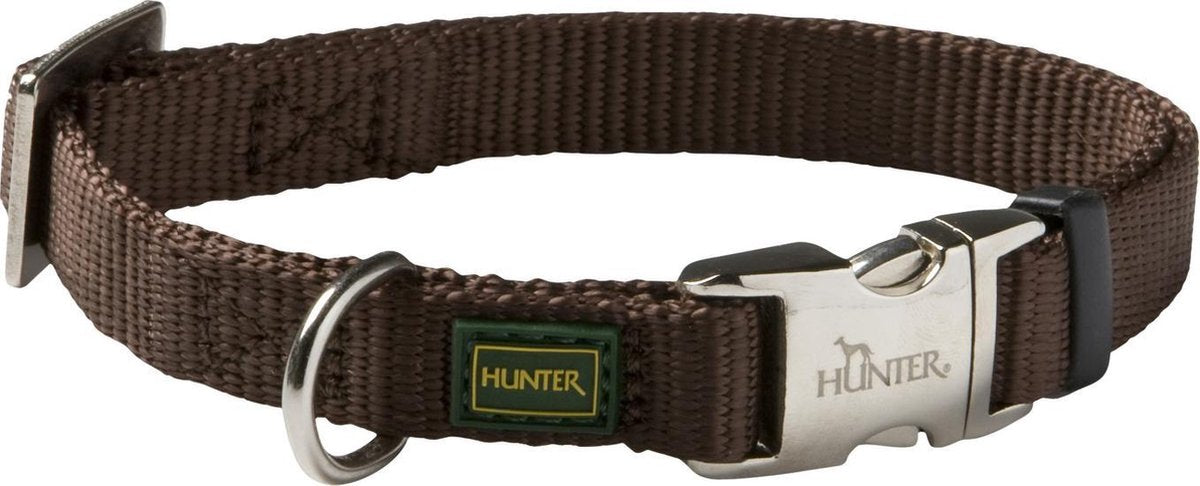 Hunter klikhalsband alu nylon soft bruin - hondenhalsband - 40-55x2.0 cm