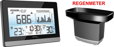 Technoline weerstation ws 9016 radiogestuurd met regenmeter 180 x 110 x 38mm zwart zilver