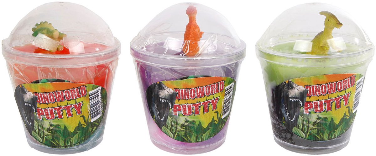 Dinoworld multi color putty met figuur (1 stuk) assorti