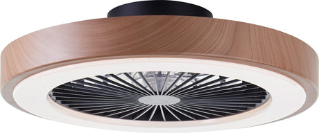 Brilliant slimline - plafondventilator - met verlichting - led 40w - 3000k-6500k - dimbaar - zwart met houtstructuur rand - zeer stil
