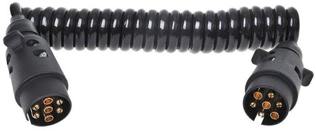 Proplus spiraalkabel - 3m - 2x stekker - 7-polig - pvc - zwart