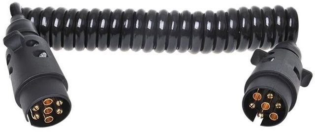 Proplus spiraalkabel 3 m – voor aanhanger, caravan en trailer – 2x 7-polige pvc-stekker – zwart