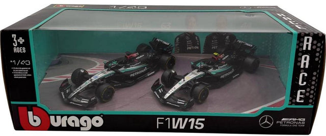 Bburago f1 mercedes amg w15e ´24 2er-set 1:43 auto
