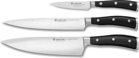 Wusthof wüsthof classic ikon messenset - 3-delige set (koksmes 20 cm, vleesmes 20 cm officemes 9 cm) - gesmeed roestvrij staal - ergonomisch geklonken handvat - ideaal voor professioneel en thuisgebruik