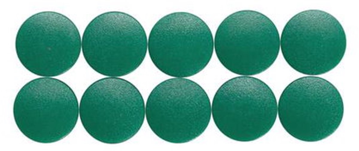 Maul magneet rond 10 stuks 0,15 kg kunststof ferriet bruchsicher erodiert lackiert ø 1.5 x 0.7 cm groen