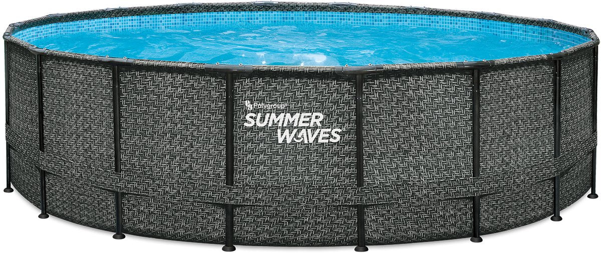 Summer waves frame zwembad rond - ⌀549 x 132 cm - zwembaden - inclusief zandfilterpomp - zandfilter - afdekzeil - grondzeil - ladder - onderhoudsset
