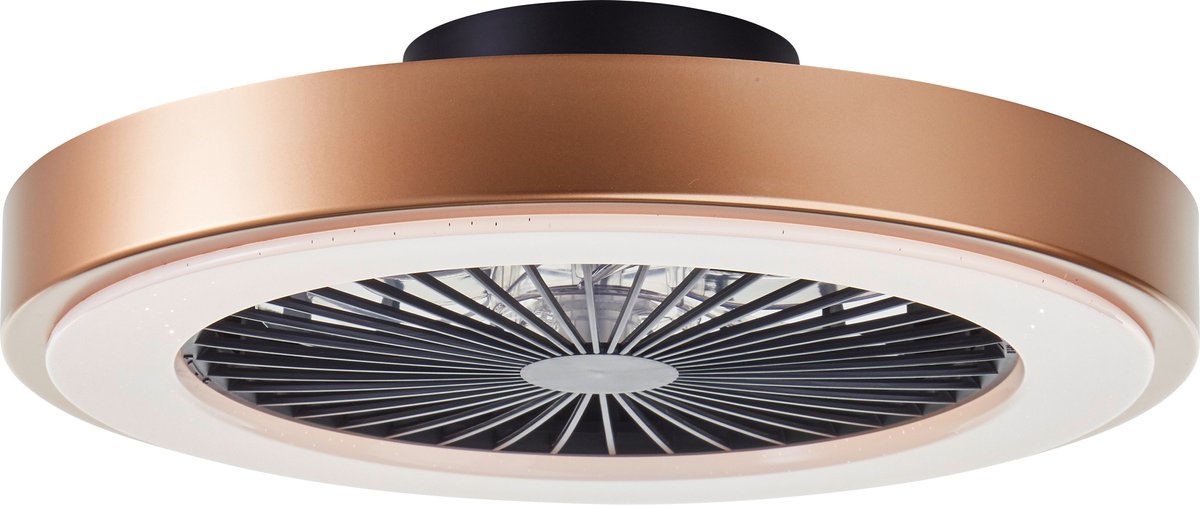 Brilliant slimline - plafondventilator - met verlichting - led 40w - 3000k-6500k - dimbaar - zwart met goudenrand - zeer stil