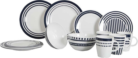 Gimex marine line servies - blue beta - 16-delig