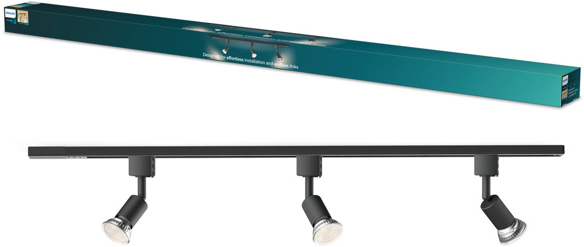 Philips led philips easylink tobia - spot - gu10 fitting - maximaal wattage: 7w - zwart - 3-pack - railverlichting