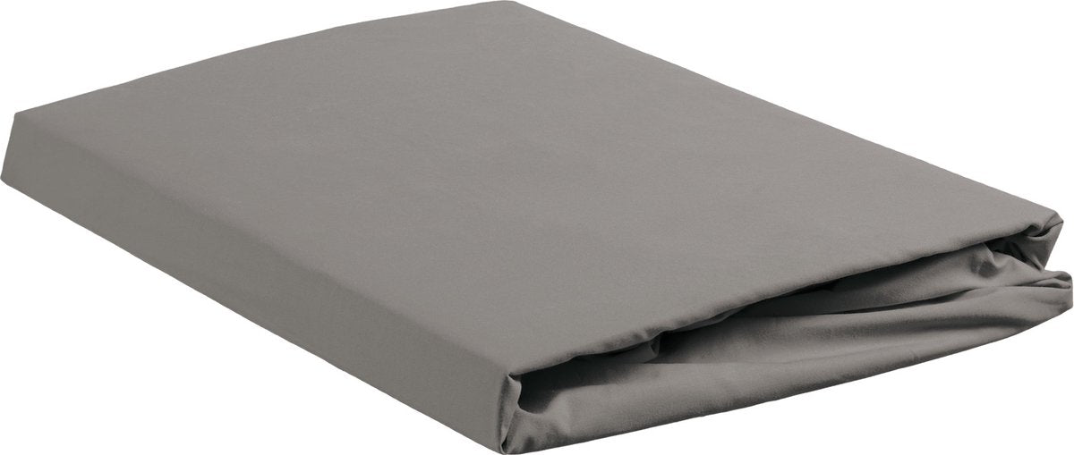 Ambiante cotton uni - hoeslaken - lits-jumeaux - 160x200 cm - grey