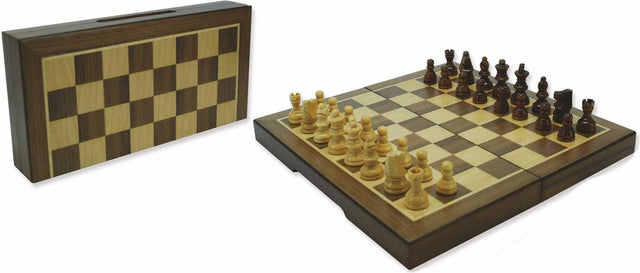 Hot games schaakcasset magnet. walnoot 23x23x2 cm.