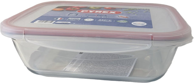 Pyrex - ovenschaal met deksel - rechthoekig, glas - 3,5l - 30x23 cm - cook en click