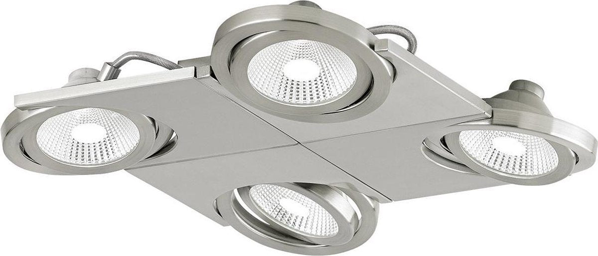 Eglo design brea - spot - 4 lichts - nikkel-mat - wit, helder