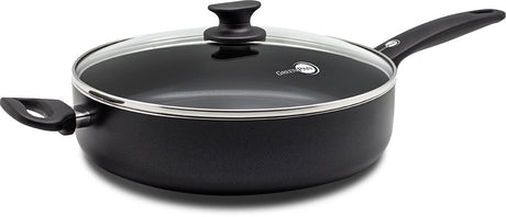 Greenpan cambridge hapjespan 28cm met deksel - 4.2l - pfas-vrije antikleeflaag – hapjespan inductie - keramische pan – ovenbestendig tot 160°c – koudgrepen - met glazen deksel - zwart